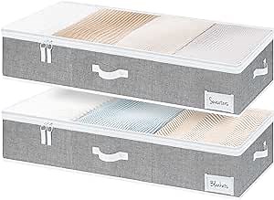 StorageWorks Extra Large Under Bed Storage Containers with Handles and Label Holder, 2 Pack Ultra-thick Fabric Underbed Bins, Closet Organizer for Clothes, Blankets, Sweater