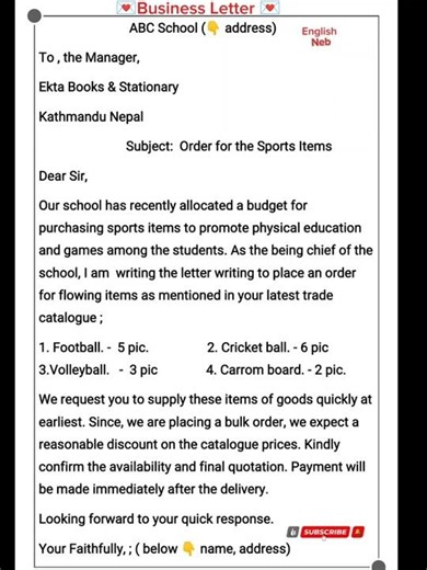 how to write a business letter | writing section | #neb #upsc #applicationform #suraazeducation