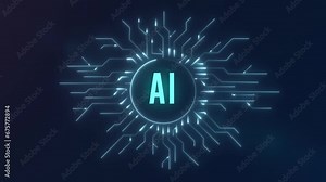 AI technology computer circuit Digital processors motion graphics animation in 4K.