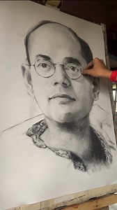 Netaji Subhas Chandra Bose 🙏❤️ Paid Work || Willow Charcoal on Paper #drawing #art #portrait #charcoal #sketch | Sarkar Art