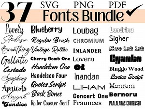 37 Fonts Bundle | SVG, PNG, PDF | Handwritten, Script, Display & Modern Fonts - Etsy