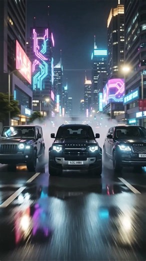 🔥 Thar vs Defender vs Range Rover | Ultimate Night Drive in Futuristic City | DriftXB #thar #shorts