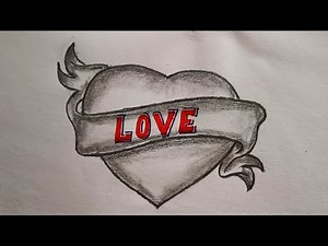 How To Draw A Love Heart | pencil sketch | Heart colour drawing | Easy step Heart Drawing