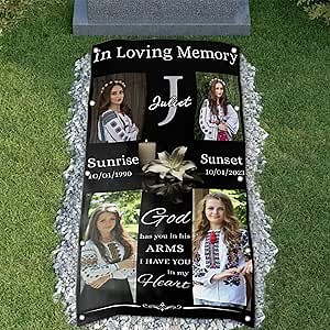Custom Memorial Grave Photo Name, Personalized Funeral Blanket, 4x8ft