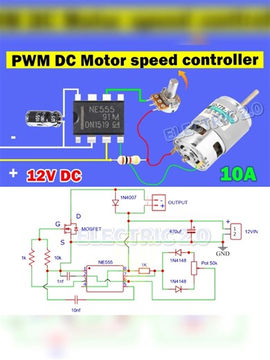 65K views · 399 reactions | Diy DC Motor Speed Controller Using 555ic | Electric 2.0 | Facebook