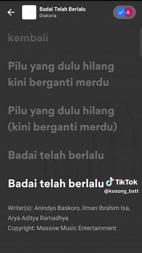 Badai Telah Berlalu - Diskoria & Laleilmanino & BCL 🎧 #liriklagu #badaitelahberlalu #diskoria #laleilmanino #bungacitralestari #BCL #lagudenganlirik #musiclyrics #spotify #musicmatch #kosong🥀 #lyriclagu #kosong_batt
