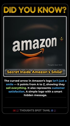 The Hidden Meaning Behind the Amazon Logo! #Amazon #LogoFacts #BrandSecrets #thoughtsspottamil