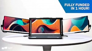 Trio & Trio Max: Upgraded triple-screen laptop monitors (Full video, click the link below.) https://www.kickstarter.com/projects/747287659/trio-and-trio-max-upgraded-triple-screen-laptop-monitors?ref=discovery_newest Upgraded built-in screens | Two screen size options | OPTIONAL magnets | Built-in kickstand | Lighter & thinner design | Creative New Idea Gizmos