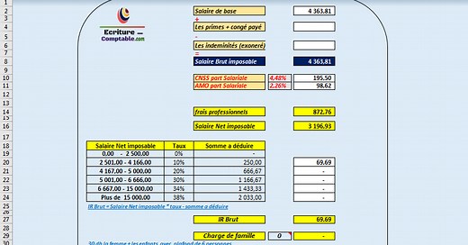 Fiche de paie Calcul salaire maroc