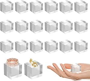SAMYUCHO Acrylic Base 20 Pieces Acrylic Blocks for Display 1 X 1 X 1 Inch Square Riser Display Stands Trophy Base Pedestal Stands Clear Cube for Trophy Jewelry Props Food Party Crafts
