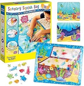 Creativity for Kids Sensory Squish Bag: Ocean Adventure - Toddler Sensory Mat, Calming Toys and Motor Skills Activities for Kids, Busy Board, Calm Down Corner Supplies (Ages 3+)