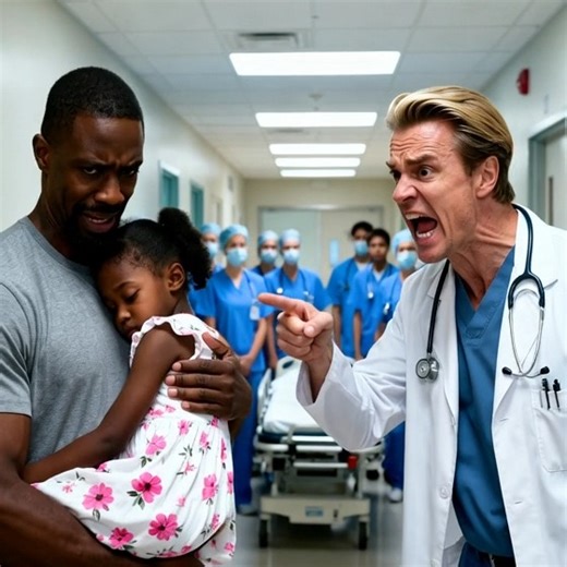 Doctor Refuses to Treat Black Man’s Daughter Because He Thought the Man Had No Money to Pay — The Next Day, He Lost His Job... It was a rainy Thursday afternoon in downtown Chicago when Marcus Turner burst through the sliding glass doors of Riverside Children’s Hospital, holding his seven-year-old daughter, Amira, in his arms. Her small chest rose and fell rapidly, her breaths short and wheezing. “Please, my daughter needs help,” Marcus pleaded at the reception desk. His voice trembled with urge