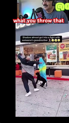 A blind man, a fake dog shadow scares