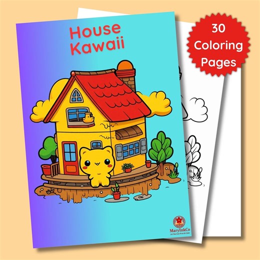 Kawaii House Coloring Pages | House Printable Sheets for Kids | 30 PDF With Detailed Designs - Etsy