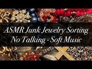 ASMR Junk Jewelry Sorting - No Talking - Soft Music - 4K