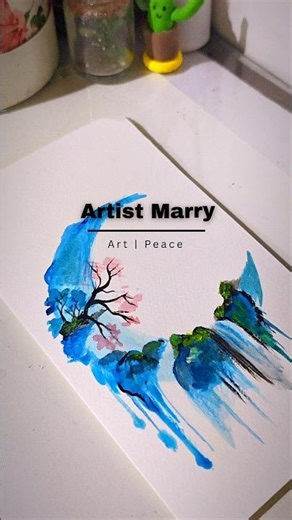 Waterfall on the Moon 🌙✨#art #paintingstyles #aesthetic #trending