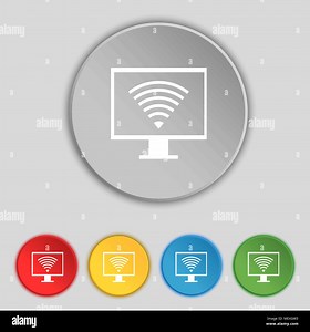 wi fi  and monitor sign icon. Video game symbol. Set colourful buttons. Vector illustration Stock Vector Image & Art - Alamy