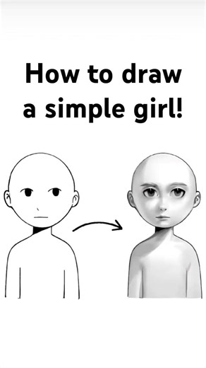 How to draw a simple girl! #Art #Digitalart #Drawingprocess #arttutorial