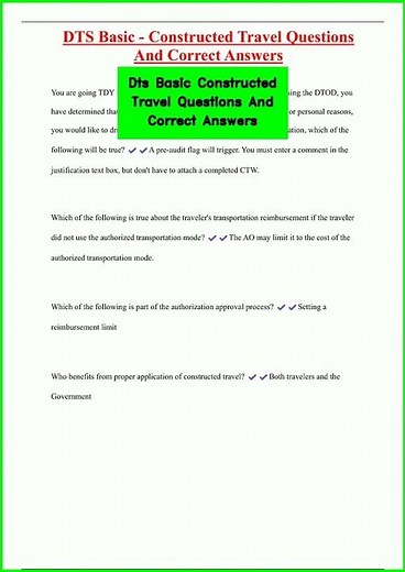 Dts Basic Constructed Travel Questions And Correct Answers video