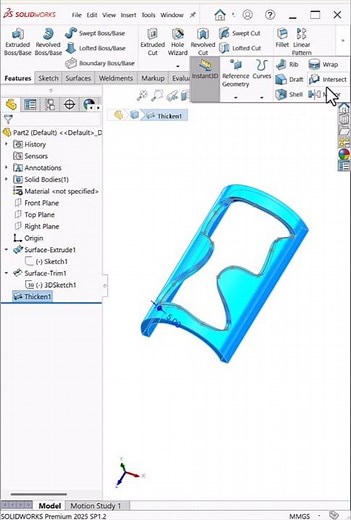 SolidWorks Spline on Surface | Surface Trim & Thicken #shortsfeed #shorts #solidworks