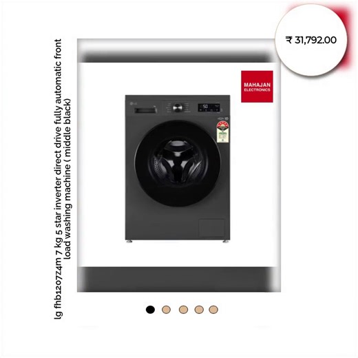 ✨ Wash your worries away with the smart LG FHB1207Z4M! ✨ This sleek 7 Kg, 5-Star Inverter Direct Drive washing machine in stunning Middle Black not only ensures pristine clean clothes but also whispers comfort and efficiency into your daily routine. Enjoy the quiet operation, impeccable design, and superior cleanliness, turning laundry days into effortless tasks that fit perfectly with your busy lifestyle. 🧺💧 Hurry, this beauty is just ₹31,792.00 and stocks are limited — don’t let this catch s