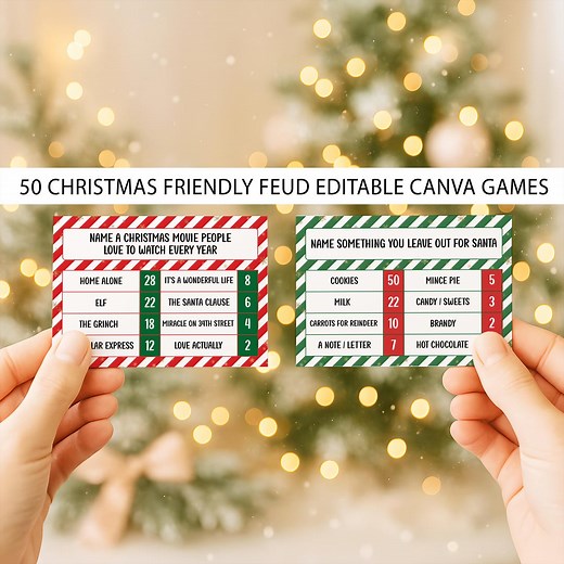 Christmas Family Feud Canva Game, Printable Editable Friendly Feud Bundle, Holiday Trivia Party Games - Etsy Australia