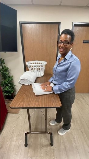 Quick hack to transform folding table into Counter Height laundry folding workstation! No Back Pain!