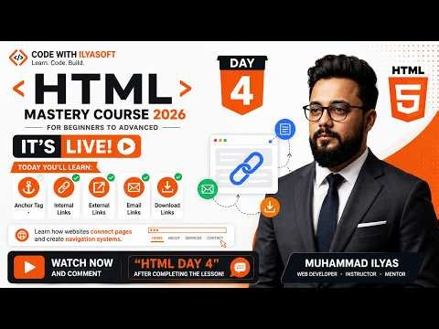 Learn HTML Links & Navigation | Day 4 | HTML Course 2026 #html #html2026 #code