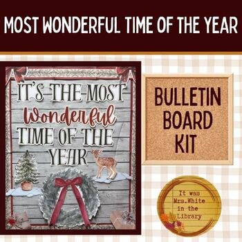 Rustic Farmhouse Christmas Bulletin Board Library Classroom Decor Kit All Grades