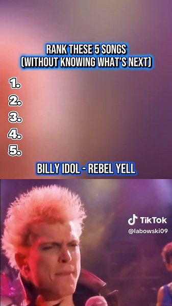 Rank these 5 songs! #music #rankthese5songs #rank #rock #billyidol | Rank These 5 Songs
