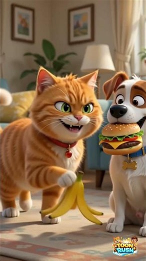 Cat Stole His Burger 😂🍔 | Funny Cartoon Shorts #funny
