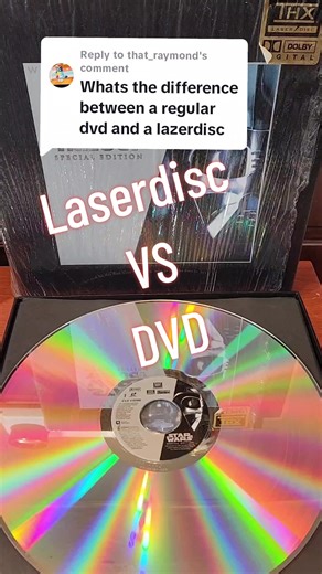 Replying to @that_raymondhis is the overall difference between Laserdisc and DVD. #laserdisc #dvd #analog #audio #digital #video #starwars #lucasfilm #box #player #jurassicpark #speilberg #widescreen #fullscreen #pioneer #player