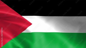 3D illustration of the national flag of Palestine waving, seamless animated background