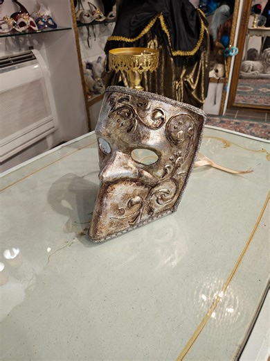 Casanova Bauta Papier-mâché Mask Handmade in Silver Leaf With Baroque Decorations, Gold Leaf, Handmade, Paper Mache, Venetian Mask - Etsy