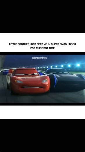 Sarcasmshow on Instagram: "This is a scene from Pixar’s “Cars 3” (2017), where Lightning McQueen crashes during a race against Jackson Storm."