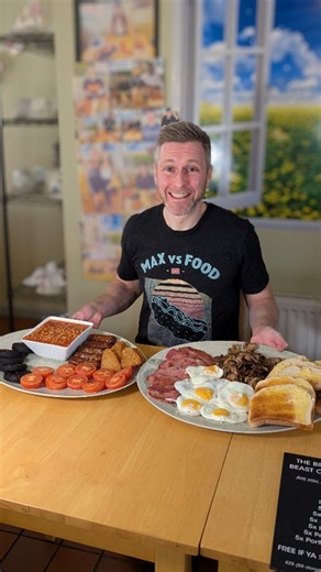 1.5K views · 150 reactions | Today's Video! BREAKFAST & THEN PANCAKE CHALLENGE BACK TO BACK! CAN I BEAT BOTH RECORDS!? LEAH'S RECORD WAS 8.02! 勞 @alybicesterbean Full video TODAY 6.30pm UK time, 1.30 EST #pancakes #foodchallenge #breakfastchallenge #breakfast | Max vs Food | Facebook