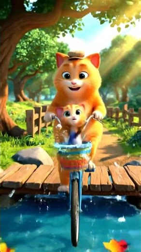 Pixar-Style Cat & Kitten Adventure – Fishing, Cycling & Cute Funny Moments #viralvideo
