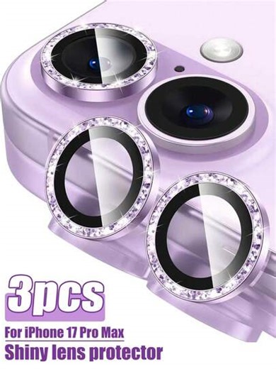3pcs - 9H Hardness Tempered Glass Camera Lens Screen Protector, High Definition Clear, With Separate Metal Ring, Compatible With IPhone 17 6.3 Inch, 17 Pro Max, 16 Pro Max, 15, 14, 13, 12 And 11 Series, Valentine's Day Gift Applicable To Daily Shield, Office, Home Daily Shield Office Home Lens Protector Phone Camera Cover Sparkling Crystal Waterproof Shockproof Anti-Fall Scratch Resistant | SHEIN