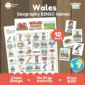 Wales Geography Bingo Games | United Kingdom Cultural Activity | Wales UK