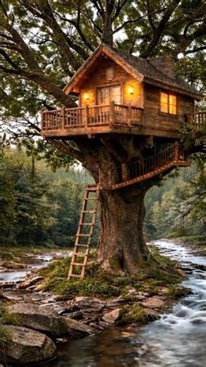 Building a Dream Treehouse in the Forest | From Start to Finish + Cozy POV Interior View