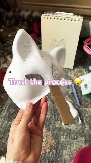 Making an arctic fox mask! #fypシ #furry #therian #arcticfox #foxtherian #maskmaking #winterfox