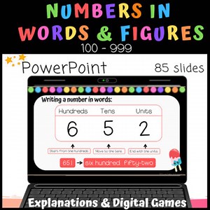 Writing numbers in words and figures PowerPoint games activity lesson