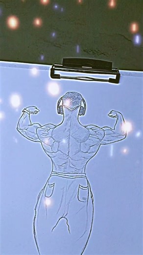 Final Bodybuilding Pose Drawing Back Side View. #art #drawing #fitness #bodybuilder #draw #pose