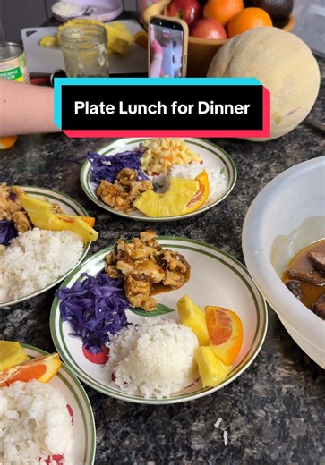 Plate Lunch for Dinner: Potato Mac, Hawaiian Chicken & Short Ribs