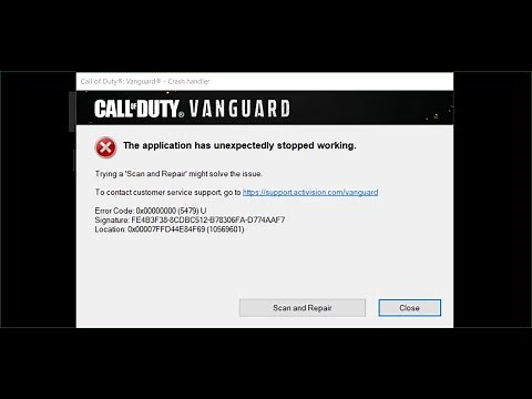 Fix Call Of Duty VANGUARD Error The Application Has Unexpectedly Stopped Working Error 0x00000000