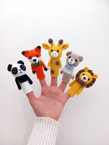 Crochet Animal Finger Puppets: Handmade Cotton Toys - Etsy