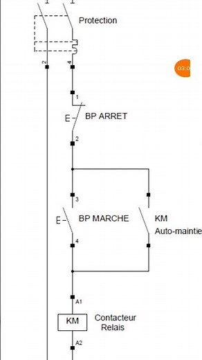 Schéma de commande d'un contacteur marche et arrêt #electricity