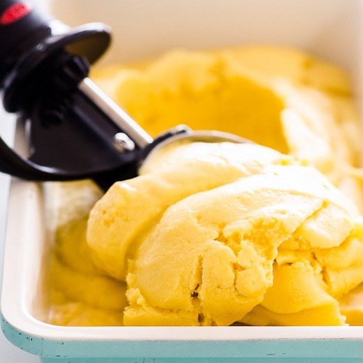 Coconut Mango Ice Cream {4 Ingredients!} - iFoodReal.com