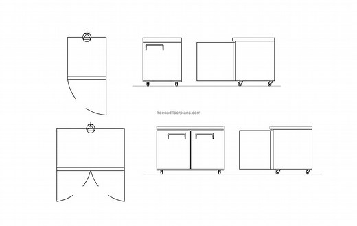 Under Counter Fridges - Free CAD Drawings