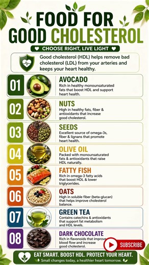 Foods for Good Cholesterol (HDL) ❤️✨ #youtubeshorts